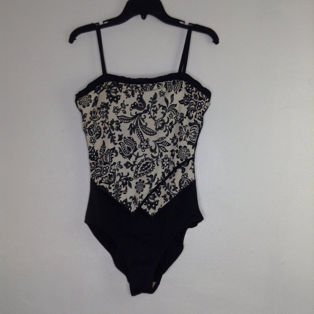 Suit YourSelf Black & White Swim Bathing Women 14 Tummy Thinner